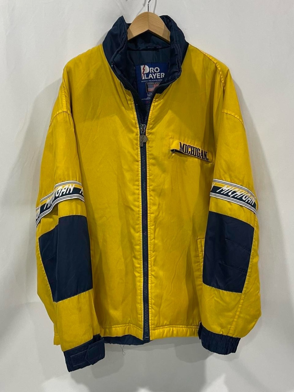 Pro Player Yellow and Navy Michigan Puffer Jacket